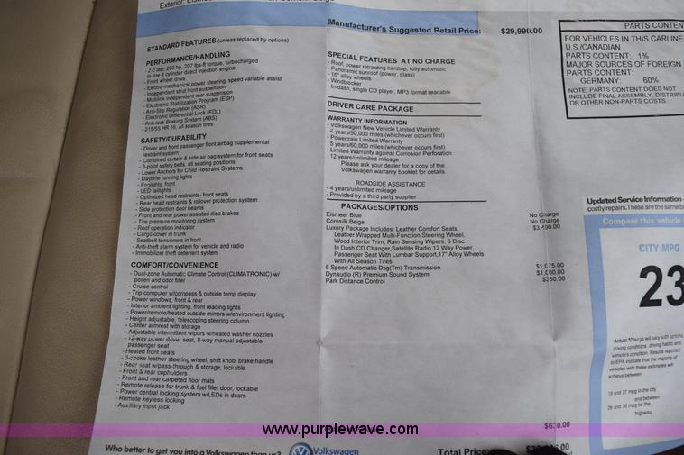 image for item I8579 2007 Volkswagen Eos 2.0T Luxury convertible