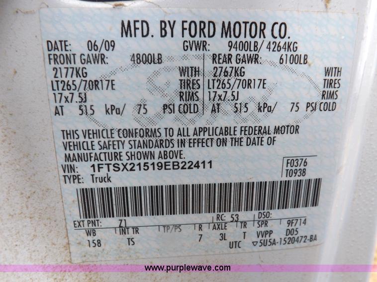 image for item K3080 2009 Ford F250 Super Duty XL SuperCab pickup truck