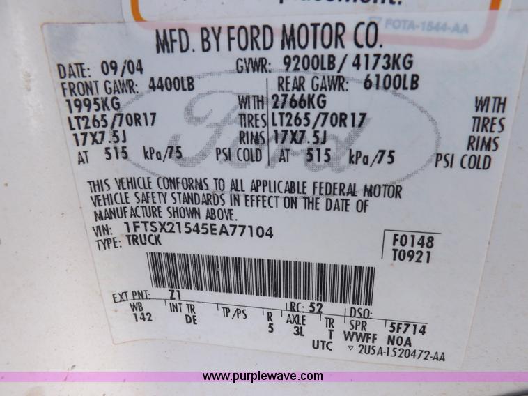 image for item K3088 2005 Ford F250 Super Duty XLT SuperCab pickup truck