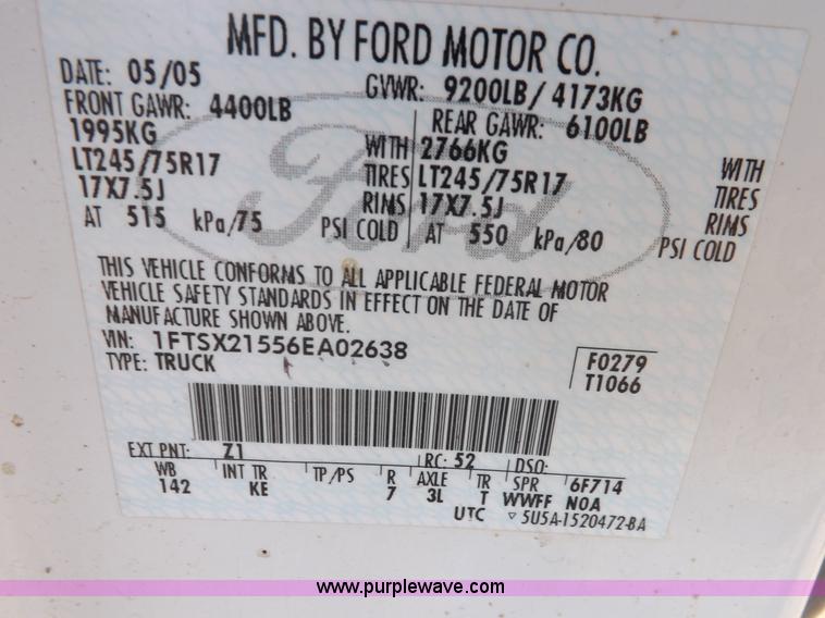 image for item K3089 2006 Ford F250 Super Duty XL pickup truck