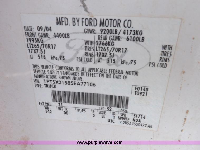 image for item K3091 2005 Ford F250 Super Duty XLT pickup truck