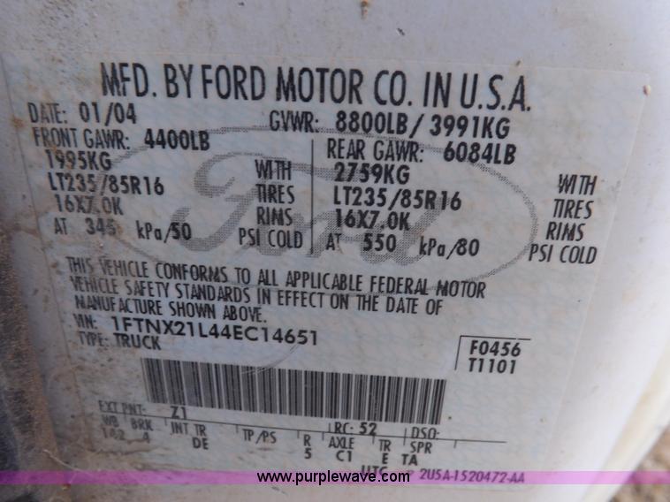 image for item K3092 2004 Ford F250 Super Duty XLT SuperCab pickup truck