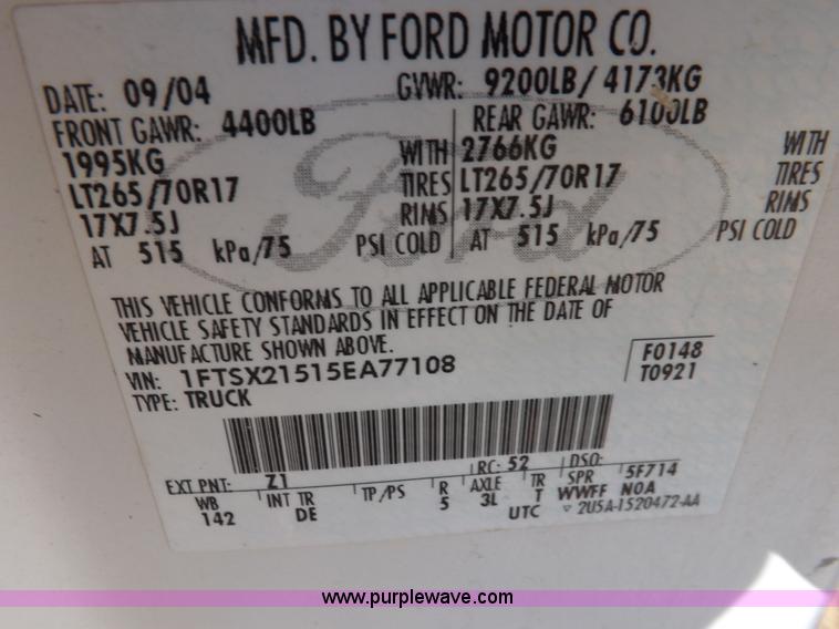 image for item K3096 2005 Ford F250 Super Duty XL pickup truck