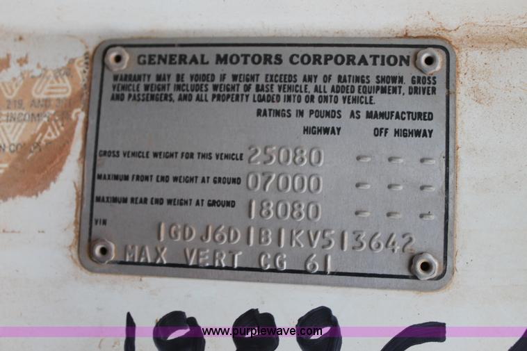 image for item H1672 1989 GMC TopKick C6000 dump truck