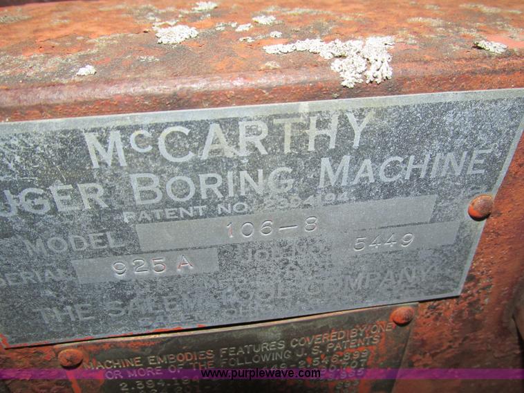 image for item I4087 Salem Tool Co. McCarthy auger boring machine