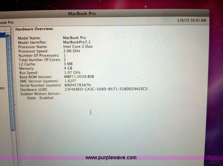 image for item AV9638 Apple MacBook Pro laptop