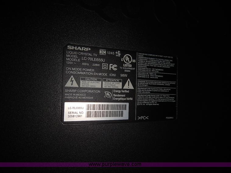 image for item AV9639 Sharp 70" liquid crystal television