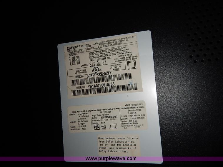 image for item AV9657 Philips 50" flat screen television