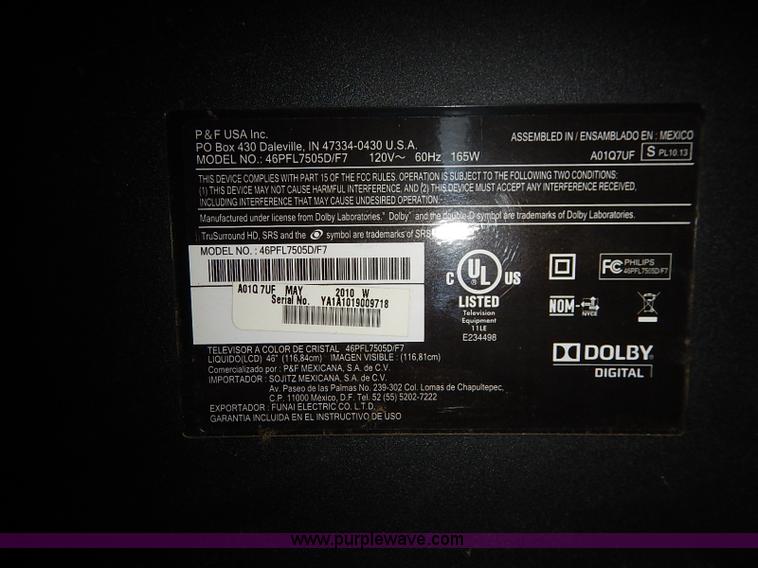 image for item AV9658 Phillips 50" flat screen television