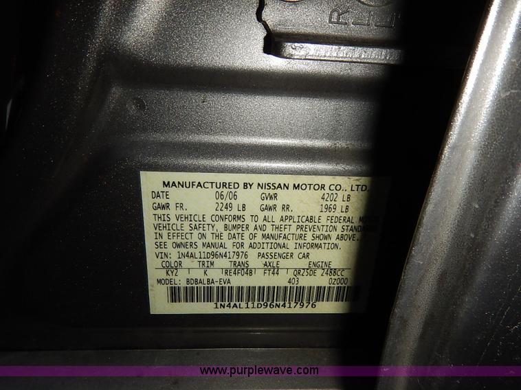 image for item I5204 2006 Nissan Altima 2.5 S