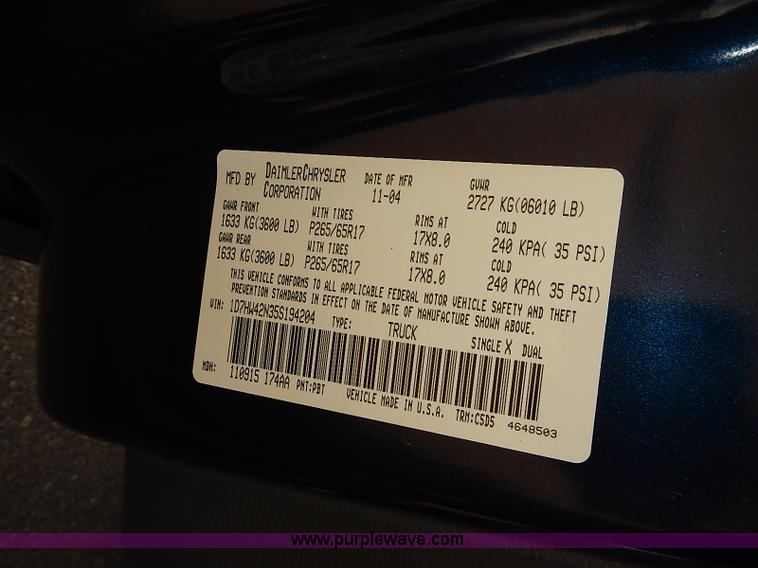 image for item J3051 2005 Dodge Dakota SLT pickup truck