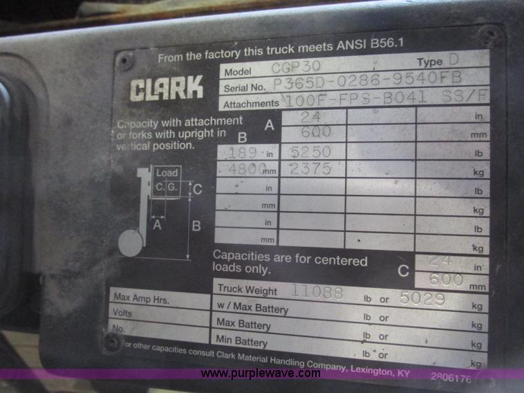 image for item G9839 1998 Clark CGP30 Gensis Type D forklift