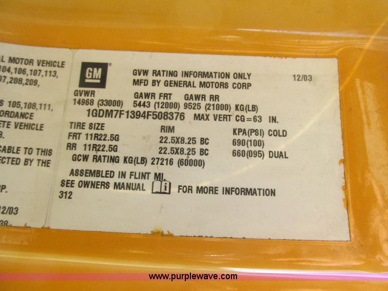 image for item H7617 2004 GMC T7500 Centurion street sweeper