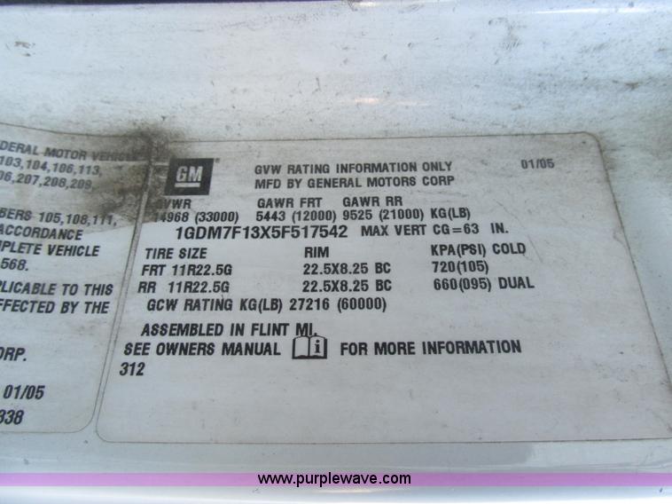 image for item H7618 2005 GMC T7500 Centurion Tennant street sweeper