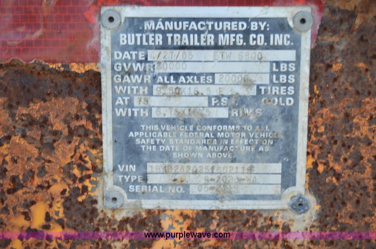image for item I6867 2005 Butler TR2210 equipment trailer