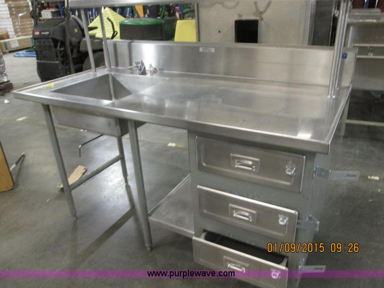 image for item D1359 Stainless steel sink with three drawers and shelf