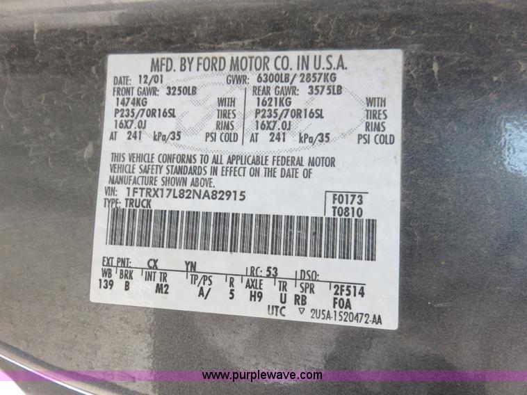 image for item I2335 2002 Ford F150 XLT SuperCab pickup truck