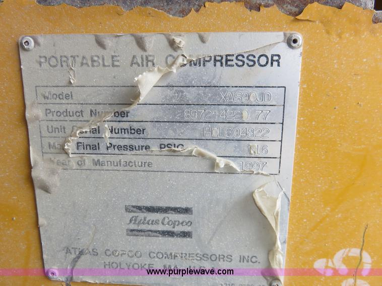 image for item I2457 1997 Atlas Copco XAS90 air compressor