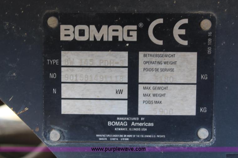 image for item I2500 2006 Bomag BW145PH-3 vibratory roller