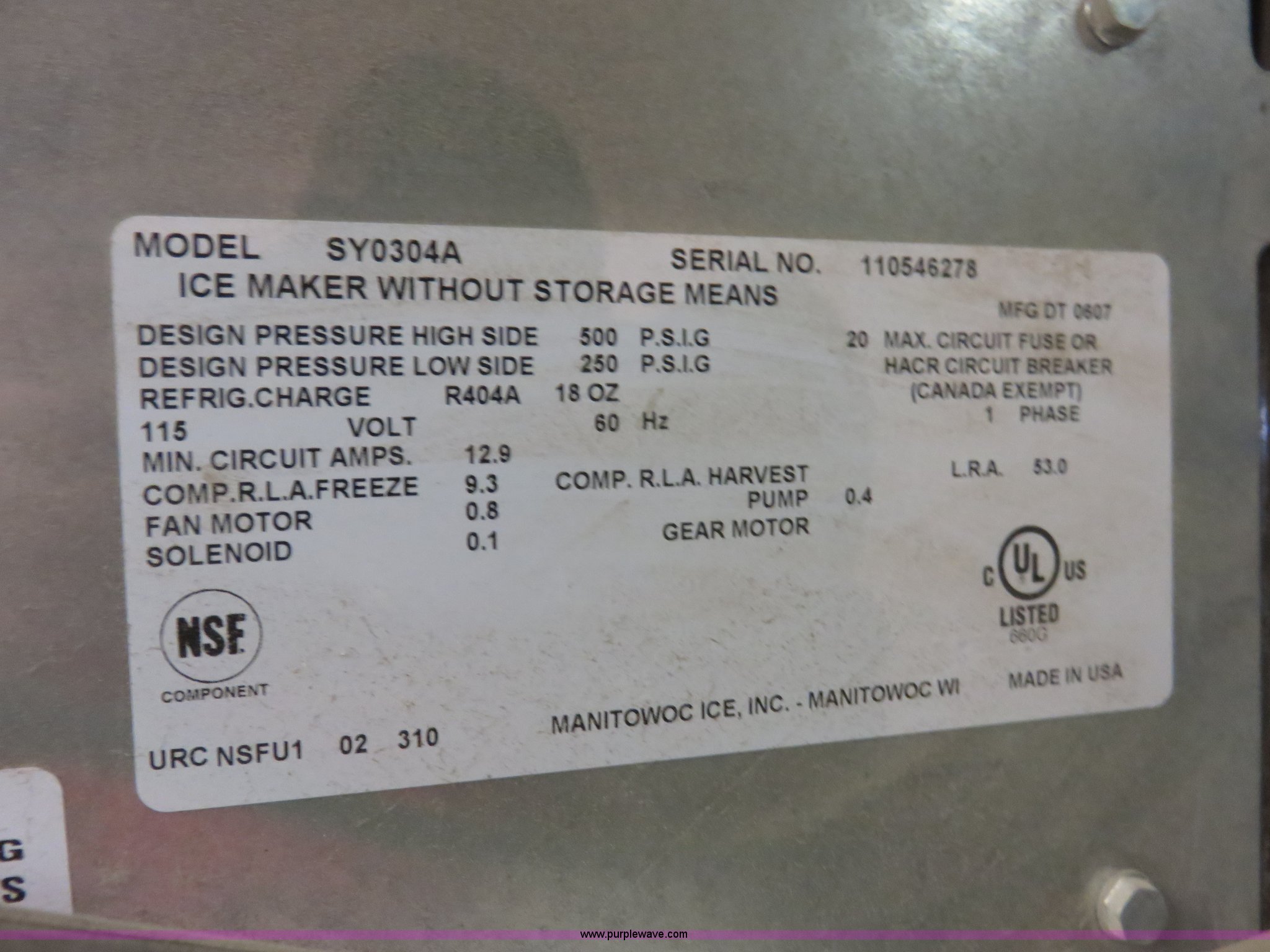 Manitowoc Ice Machine Serial Number Lookup www.purplewave.com