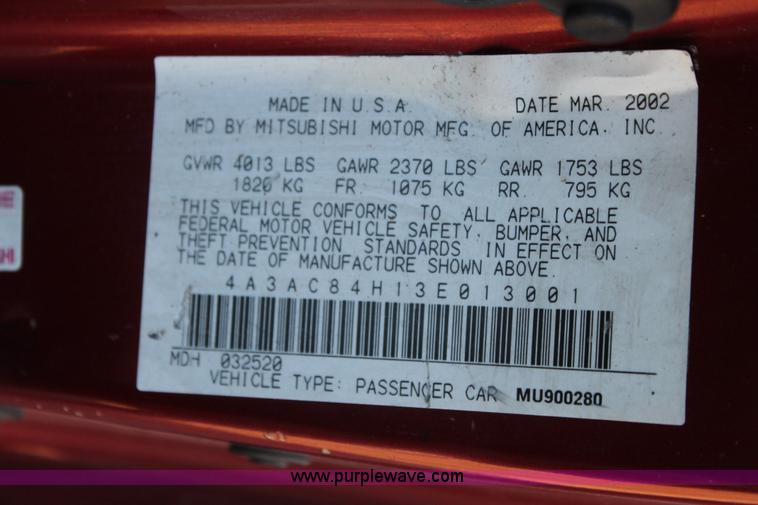 image for item AO9622 2003 Mitsubishi Eclipse GT