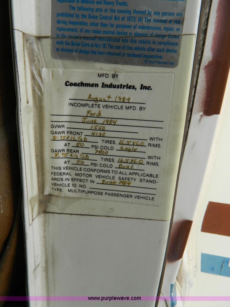 image for item AQ9341 1985 Ford Econoline E350 Coachman 26' recreational vehicle