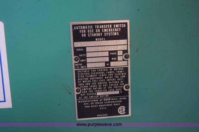 image for item BB9641 Onan 30EK generator and transfer switch