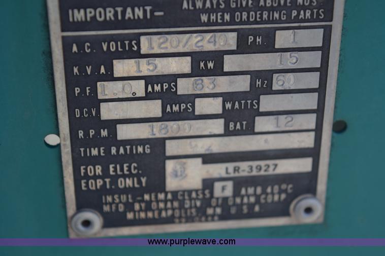 image for item BB9642 Onan generator