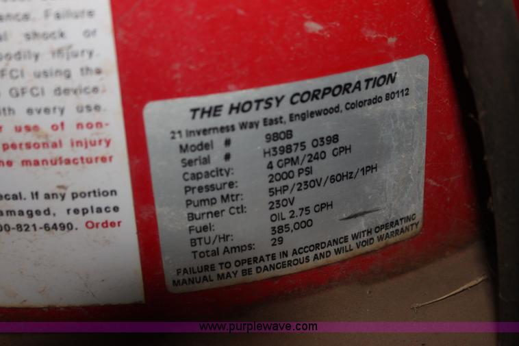 image for item F3417 Hotsy 980B hot water pressure washer