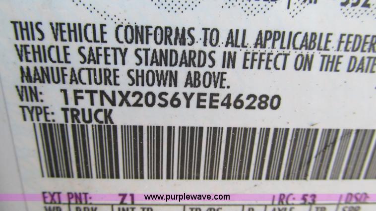 image for item I3127 2000 Ford F250 Super Duty pickup truck