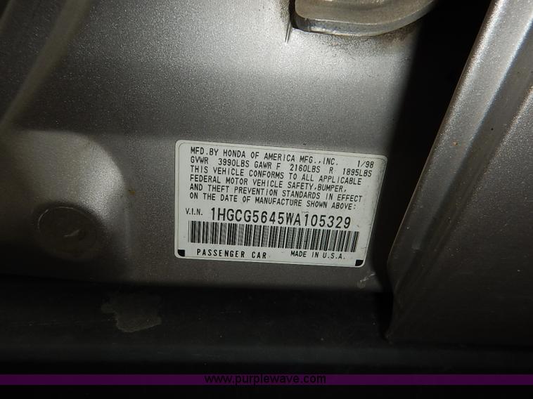 image for item I5162 1998 Honda Accord LX