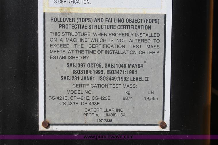 image for item H5719 2003 Caterpillar CS-433C single drum vibratory roller