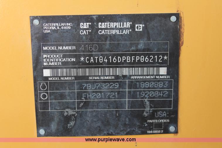 image for item H5952 2002 Caterpillar 416D backhoe