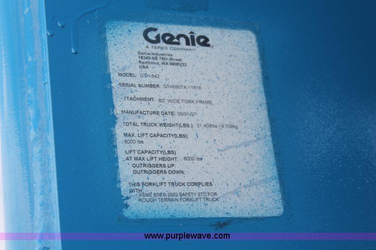 image for item H5953 2007 Genie GTH-842 telehandler