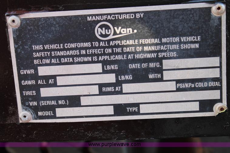 image for item H1668 1997 Nu Van NVF-48102 48' curtain side dry van trailer