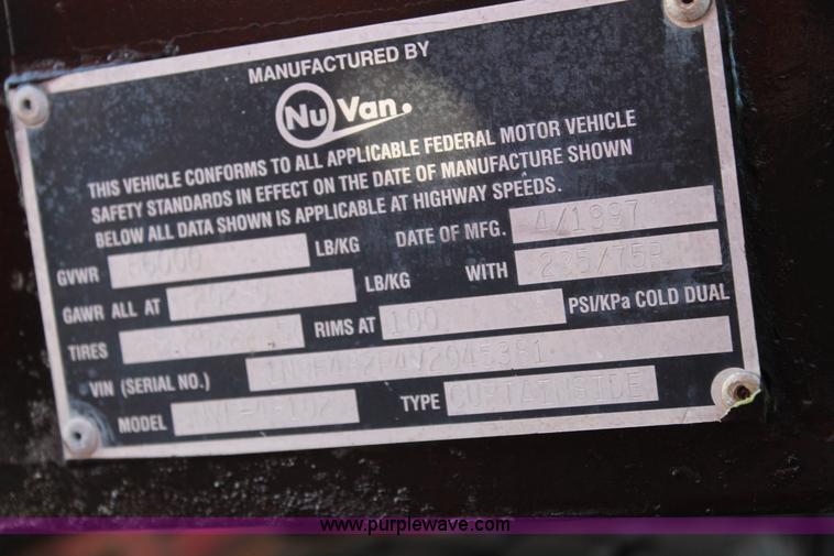 image for item H1668 1997 Nu Van NVF-48102 48' curtain side dry van trailer