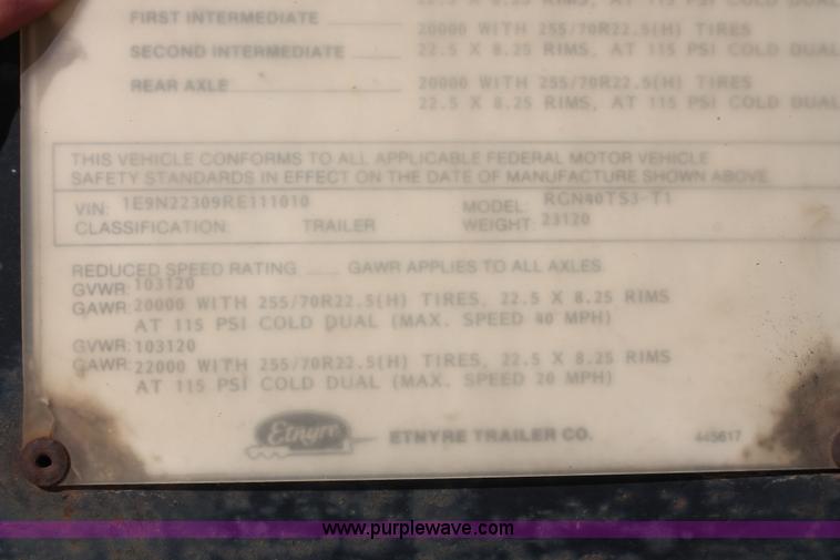 image for item H5960 1994 Etnyre RGN40TS3-T1 lowboy trailer