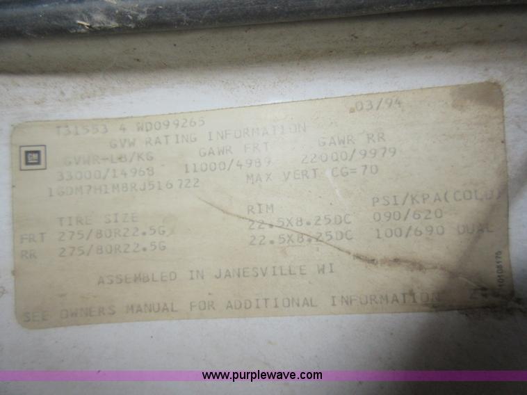 image for item AW9098 1994 GMC TopKick propane delivery truck