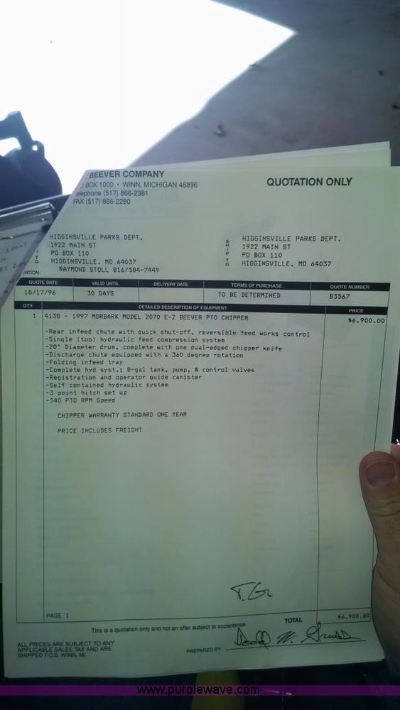 image for item AW9124 Morbark 2070 wood chipper