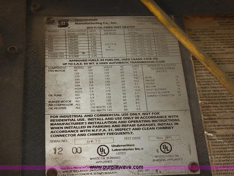 image for item BM9948 Shenandoah waste oil heater