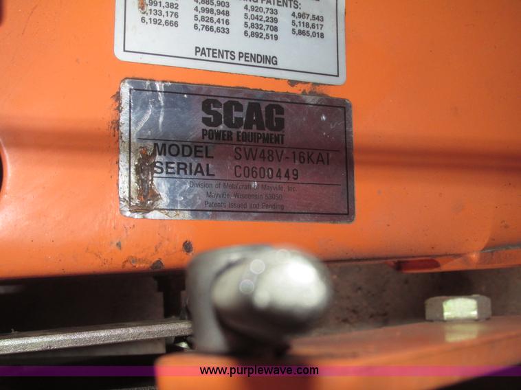 image for item G9786 2005 Scag SW48V-16KAI Velocity Plus lawn mower