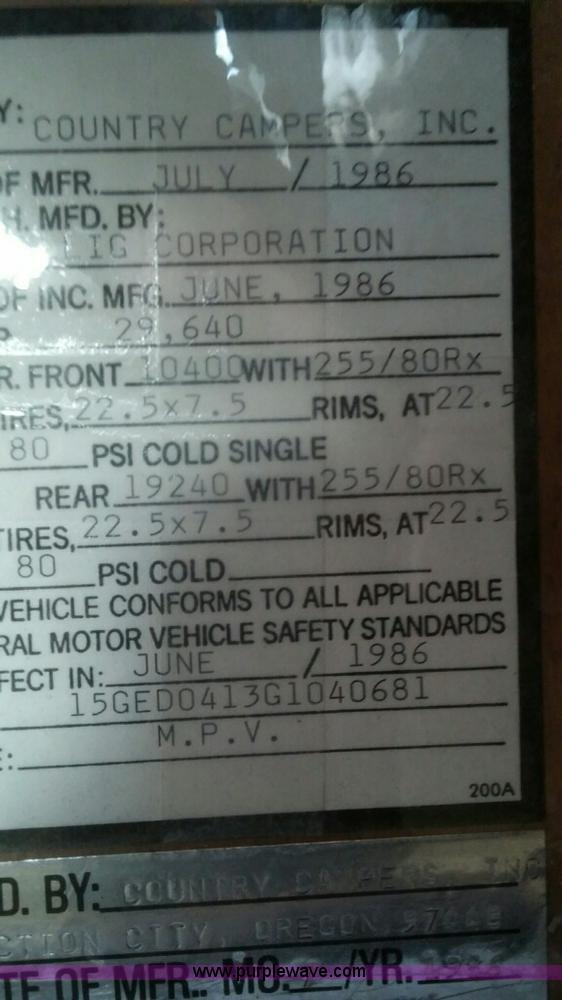 image for item H7614 1987 Country Coach recreational vehicle