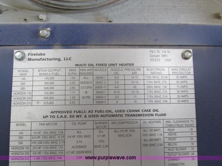 image for item I4068 Firelake Horizon 315 multi-oil fired unit heater