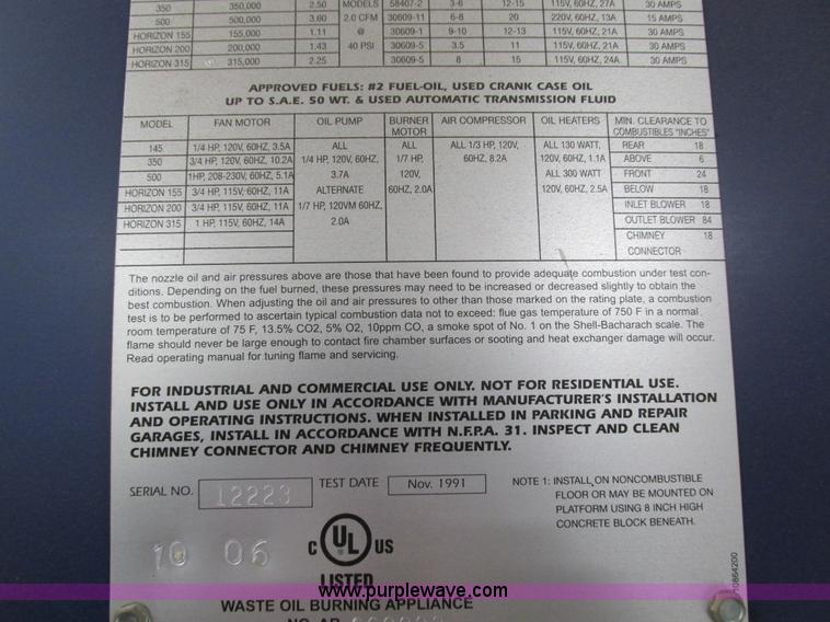 image for item I4068 Firelake Horizon 315 multi-oil fired unit heater