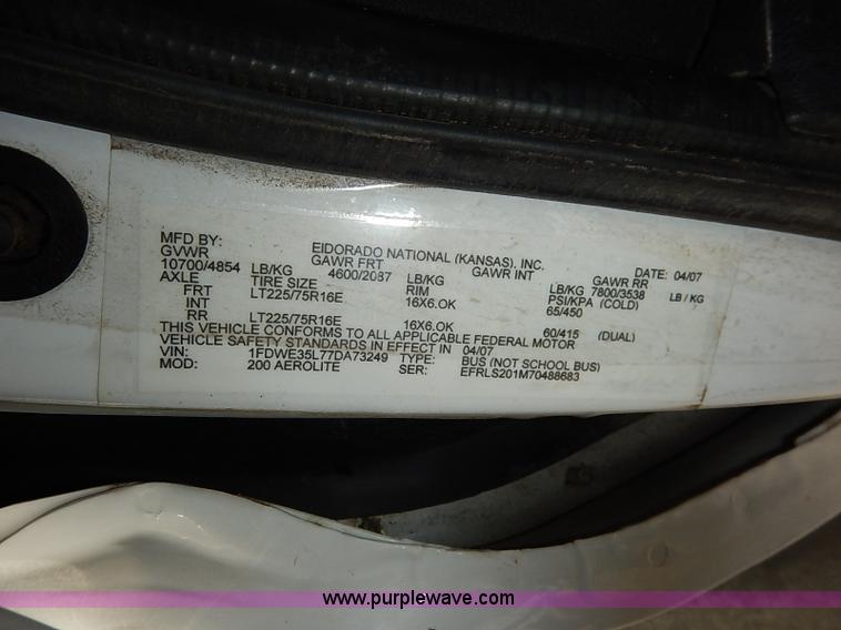 image for item I5122 2007 Ford E350 Super Duty El Dorado Aerolite van