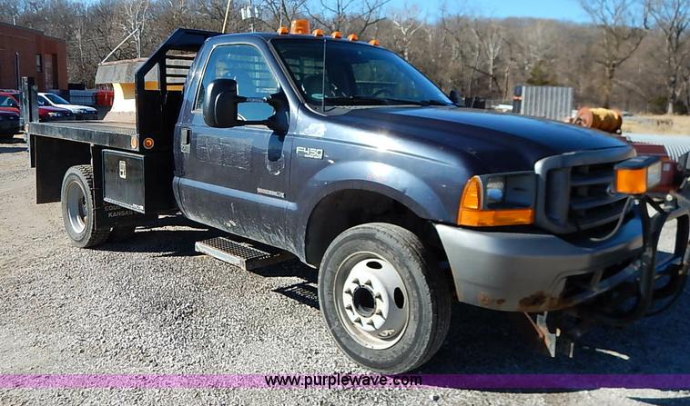 image for item I5140 2000 Ford F450 Super Duty flatbed dump truck