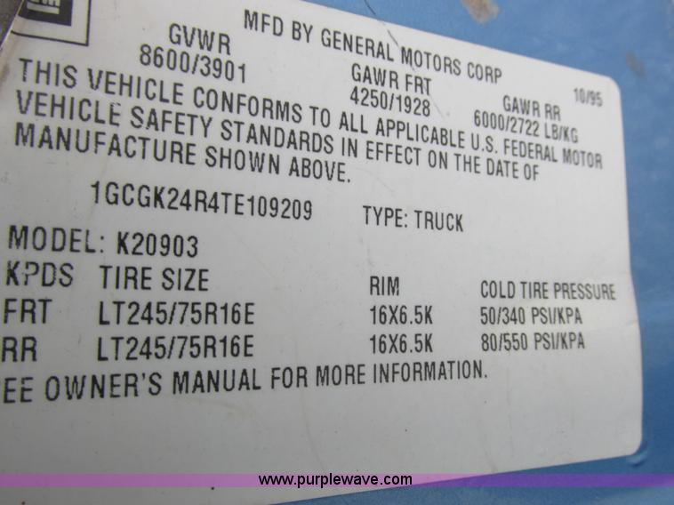 image for item K2010 1996 Chevrolet Cheyenne 2500 pickup truck