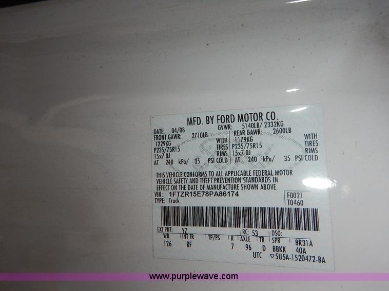 image for item K7054 2008 Ford Ranger XL SuperCab pickup truck