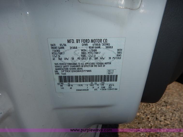 image for item K7058 2006 Ford F150 XL SuperCab pickup truck