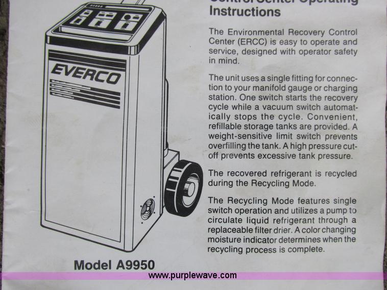 image for item AW9747 Everco A9950 environmental recovery system